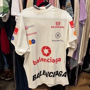 Balenciaga White Graphic Logo Tee